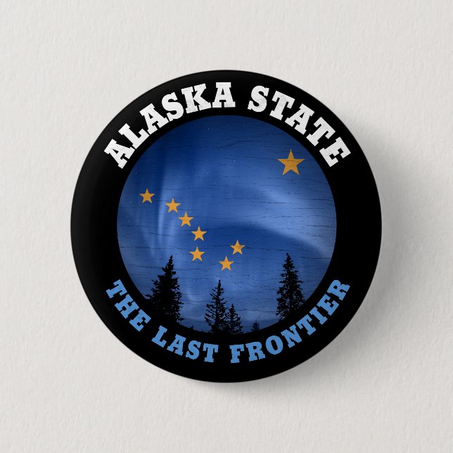 BADGE ROND 5 CM DRAPEAU D'ÉTAT D'ALASKA (Devant)