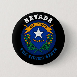BADGE ROND 5 CM DRAPEAU D'ÉTAT D'ARGENT NEVADA