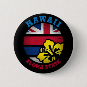 BADGE ROND 5 CM DRAPEAU D'ÉTAT DE HAWAII ALOHA