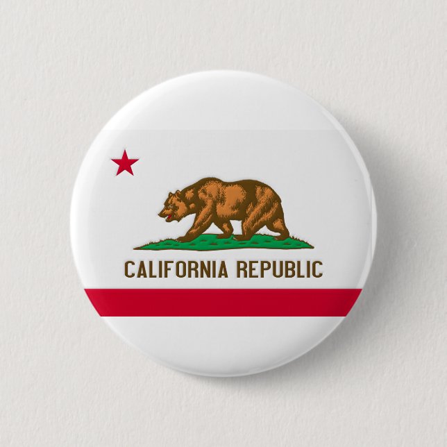 Badge Rond 5 Cm Drapeau d'état de République de la Californie (Devant)