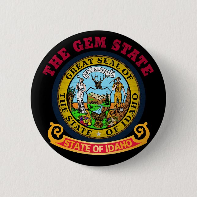 BADGE ROND 5 CM DRAPEAU D'ÉTAT IDAHO CROSSROADS (Devant)