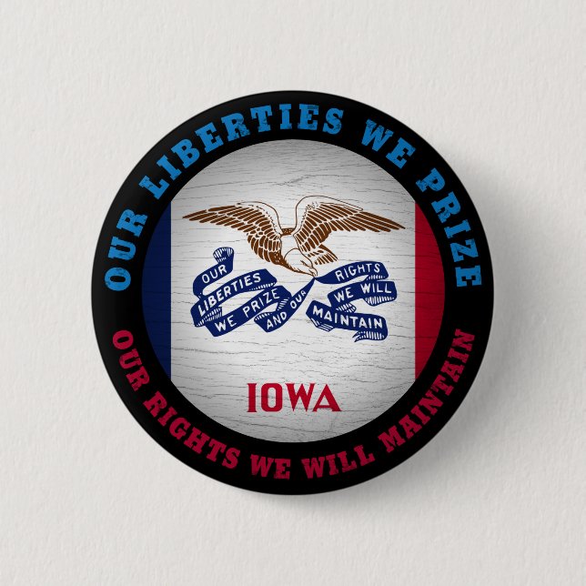 BADGE ROND 5 CM DRAPEAU D'ÉTAT IOWA HAWKEYE (Devant)
