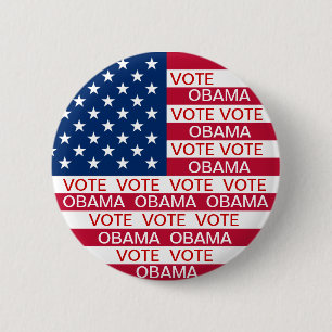 Badge Rond 5 Cm Drapeau d'Obama de vote