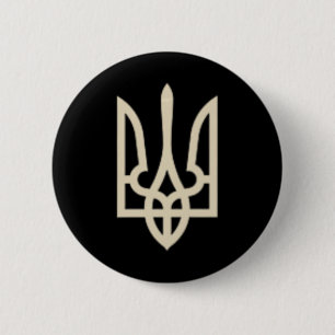 Badge Rond 5 Cm Drapeau du blason ukrainien tridenté d'Ukraine