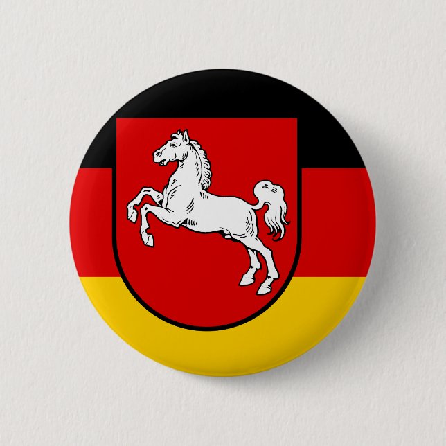 Badge Rond 5 Cm Drapeau du Bouton de Basse-Saxe (Devant)