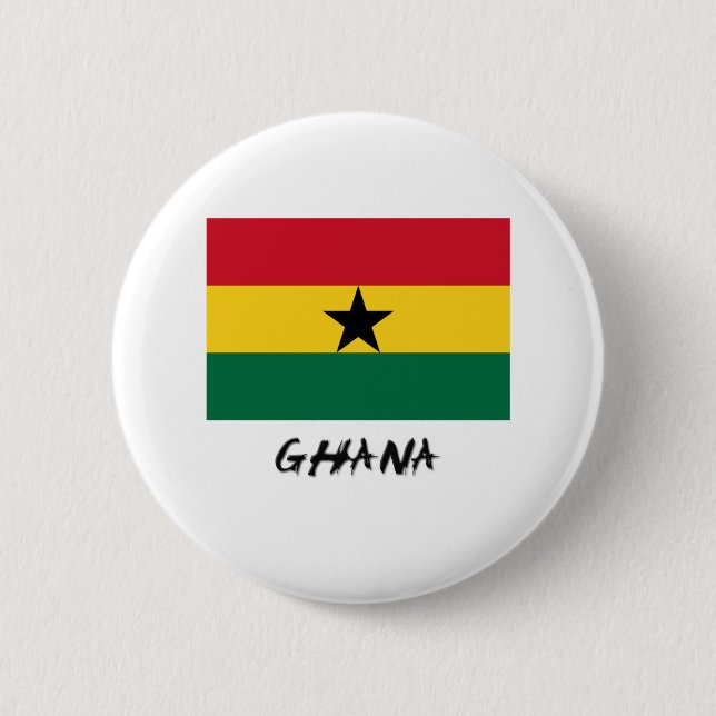 Badge Rond 5 Cm Drapeau du Ghana (Devant)