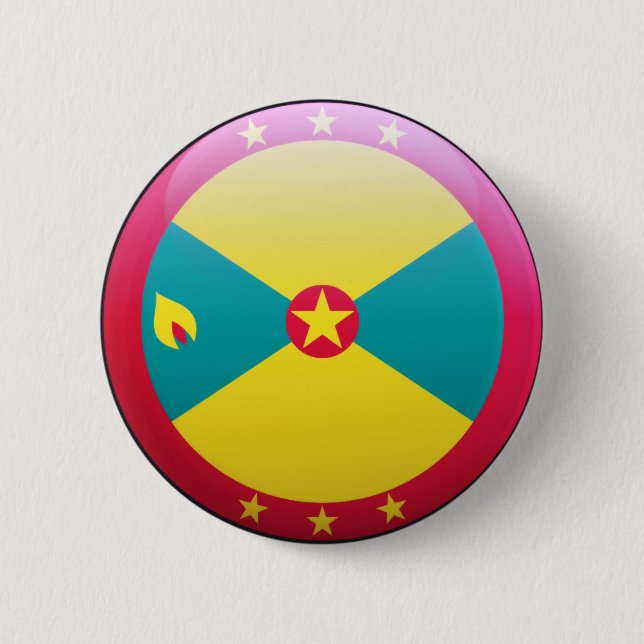 Badge Rond 5 Cm Drapeau du Grenada (Devant)