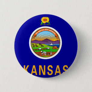 Badge Rond 5 Cm Drapeau du Kansas