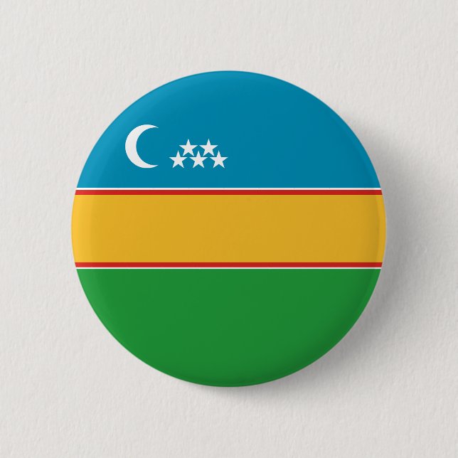 Badge Rond 5 Cm Drapeau du Karakalpakstan (Devant)