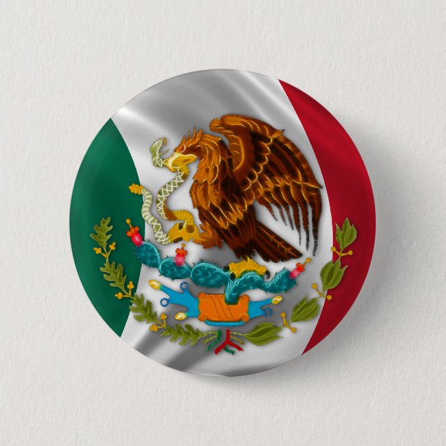 Badge Rond 5 Cm Drapeau du Mexique, manteau des bras (Devant)