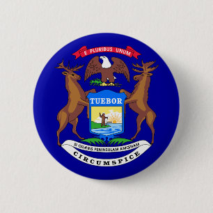 Badge Rond 5 Cm Drapeau du Michigan