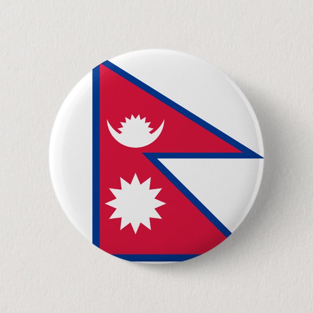 Badge Rond 5 Cm Drapeau du Népal (Devant)