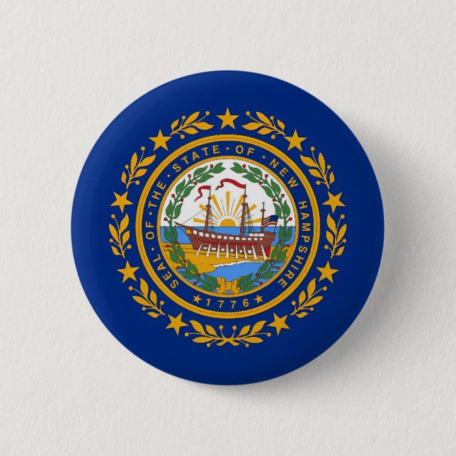 Badge Rond 5 Cm Drapeau du New Hampshire (Devant)