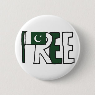 Badge Rond 5 Cm Drapeau du Pakistan libre