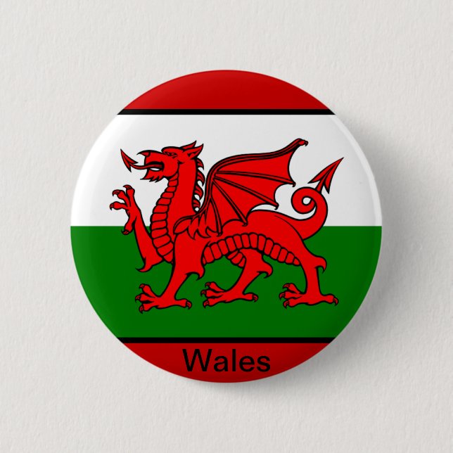 Badge Rond 5 Cm Drapeau du Pays de Galles (Devant)