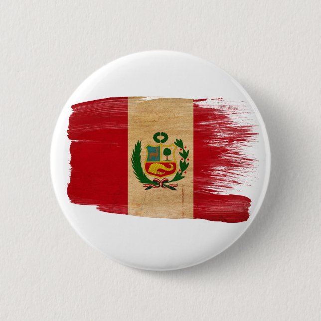 Badge Rond 5 Cm Drapeau du Pérou (Devant)