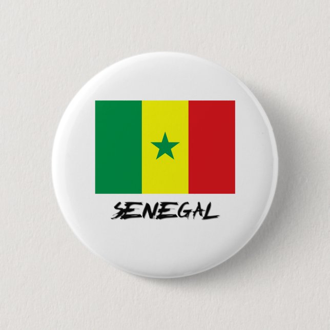 Badge Rond 5 Cm Drapeau du Sénégal (Devant)
