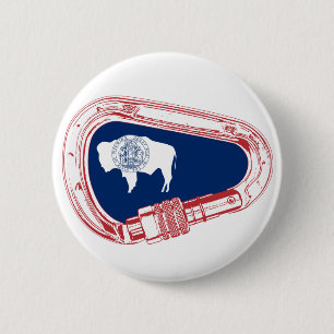 Badge Rond 5 Cm Drapeau du Wyoming montant Carabiner
