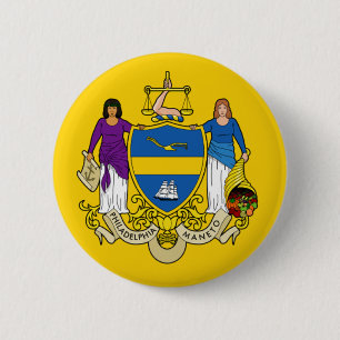 Badge Rond 5 Cm Drapeau/ Emblème de Philadelphie, PA