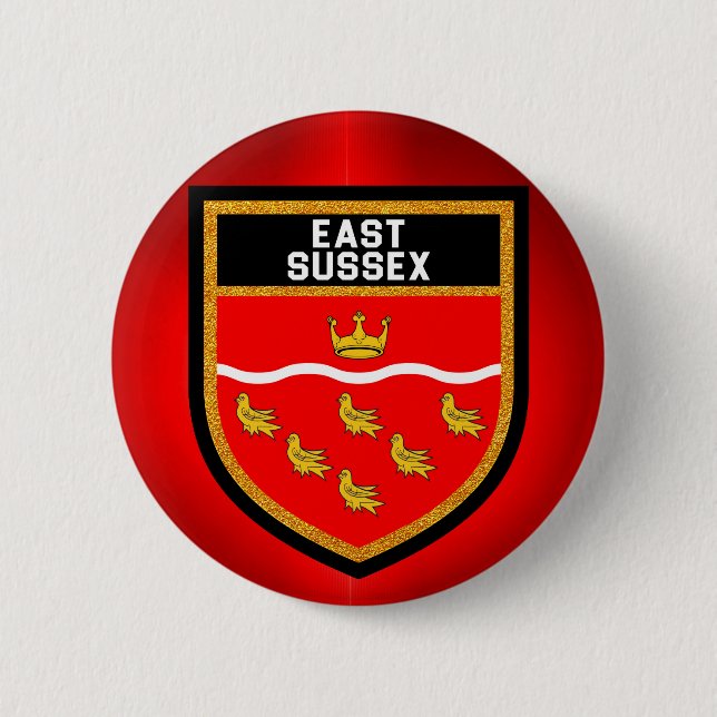 Badge Rond 5 Cm Drapeau est du Sussex (Devant)