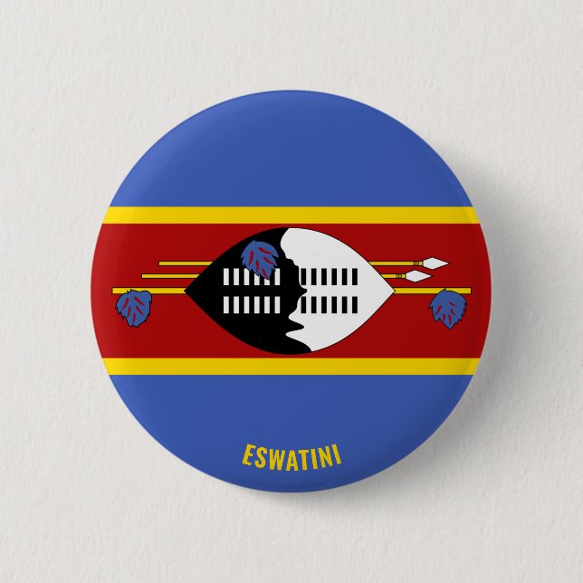 Badge Rond 5 Cm Drapeau Eswatini Charme Patriotique (Devant)