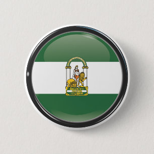 Badge Rond 5 Cm Drapeau et escudo d'Andalousie