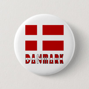 Badge Rond 5 Cm Drapeau et mot Danmark CC