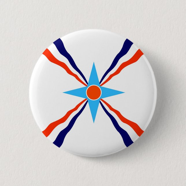 Badge Rond 5 Cm drapeau ethnique de personnes assyriennes (Devant)