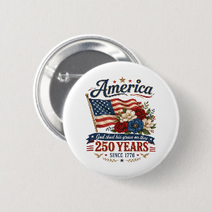 Badge Rond 5 Cm Drapeau floral 250 ans d'Amérique