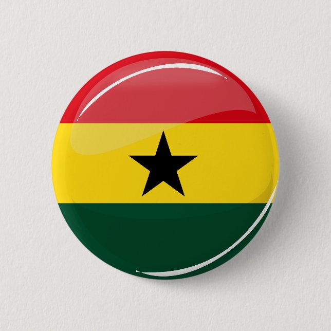 Badge Rond 5 Cm Drapeau Ghanéen rond brillant (Devant)