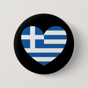 Badge Rond 5 Cm Drapeau grec de fierté amour cœur