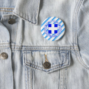 Badge Rond 5 Cm Drapeau grec de rayures