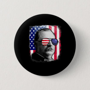 Badge Rond 5 Cm Drapeau Grover Cleveland Us 4 juillet