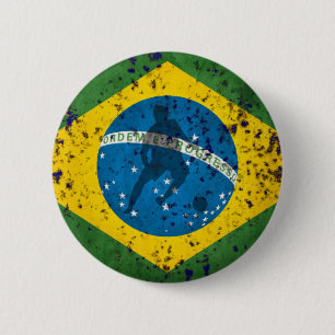 Badge Rond 5 Cm Drapeau grunge du Brésil pour des Brésiliens dan