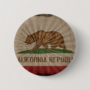 Badge Rond 5 Cm Drapeau grunge frais de la Californie