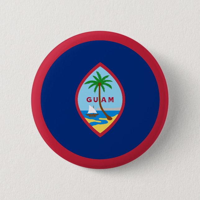 Badge Rond 5 Cm Drapeau Guam (Devant)