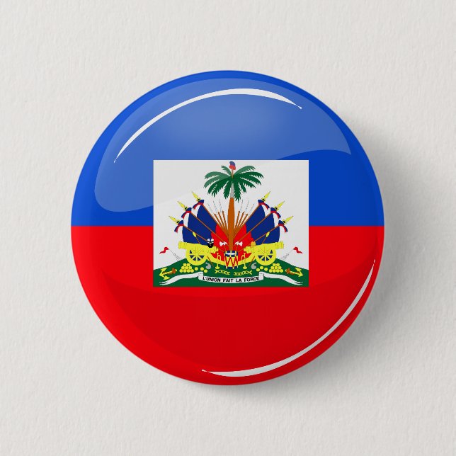 Badge Rond 5 Cm Drapeau haïtien rond brillant (Devant)