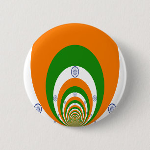 Badge Rond 5 Cm Drapeau indien Kaleidoscope : Unité et patriotisme