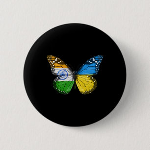 Badge Rond 5 Cm Drapeau indien ukrainien Papillon Inde Ukraine