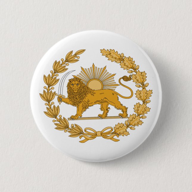 Badge Rond 5 Cm Drapeau iranien Logo Lion (Devant)