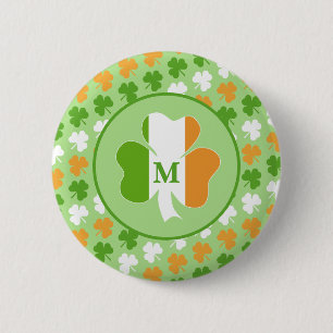 Badge Rond 5 Cm Drapeau irlandais des shamrocks