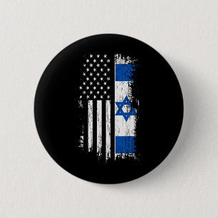 Badge Rond 5 Cm Drapeau Israélo-Américain - Chemise Fierté Israël
