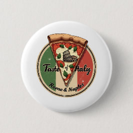 Badge Rond 5 Cm Drapeau italien avec Vintage Rome & Naples Pizza
