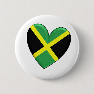 Badge Rond 5 Cm Drapeau jamaïcain de coeur