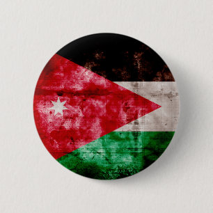 Badge Rond 5 Cm Drapeau jordanien patiné