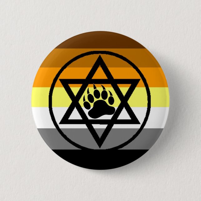 Badge Rond 5 Cm Drapeau juif de fierté d'ours (Devant)