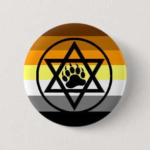Badge Rond 5 Cm Drapeau juif de fierté d'ours