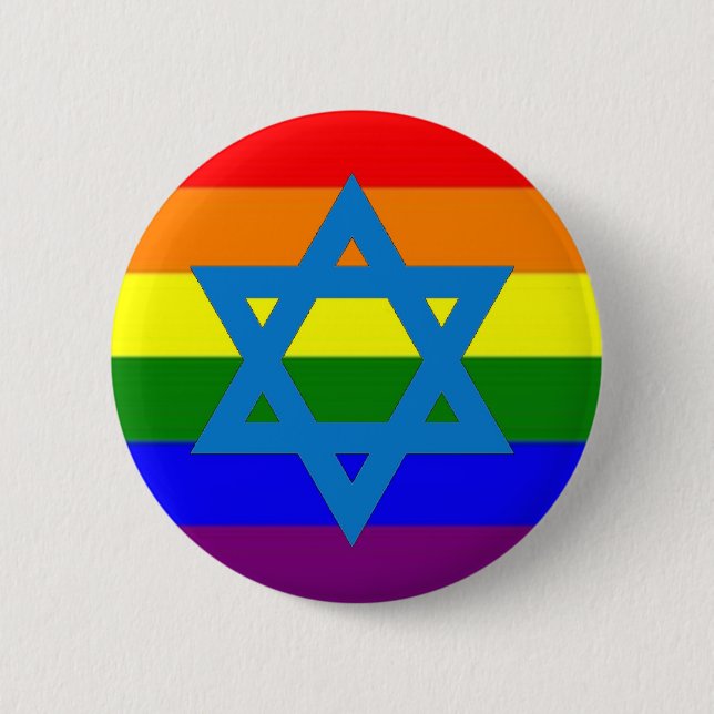 Badge Rond 5 Cm Drapeau juif de gay pride (Devant)