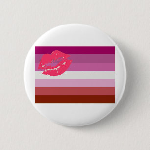 Badge Rond 5 Cm Drapeau lesbien de fierté de rouge à lèvres
