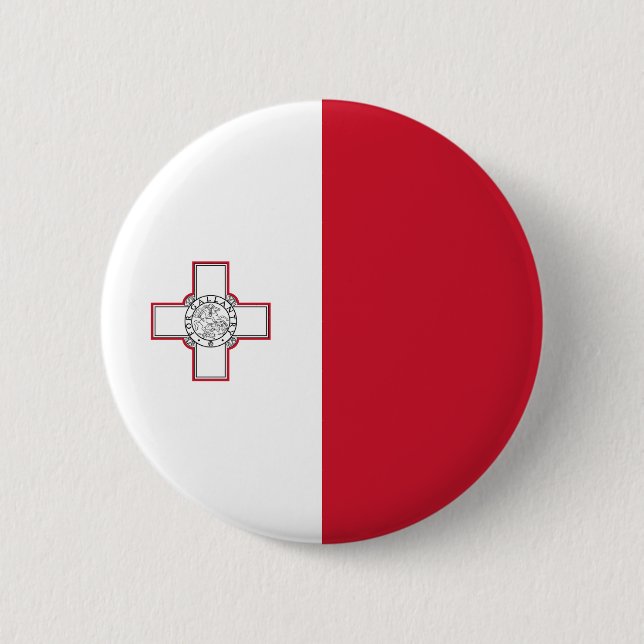 Badge Rond 5 Cm Drapeau Malte (Devant)